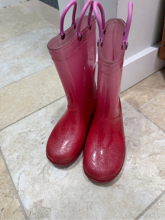 Target Other - Bright Pink Glitter Rain Boots with Pull Handles size 12